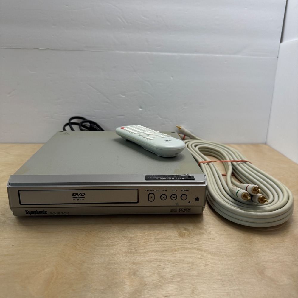Symphonic MOD SD200E DVD CD Player Silver Grey with Remote and RCA Cables Bundle